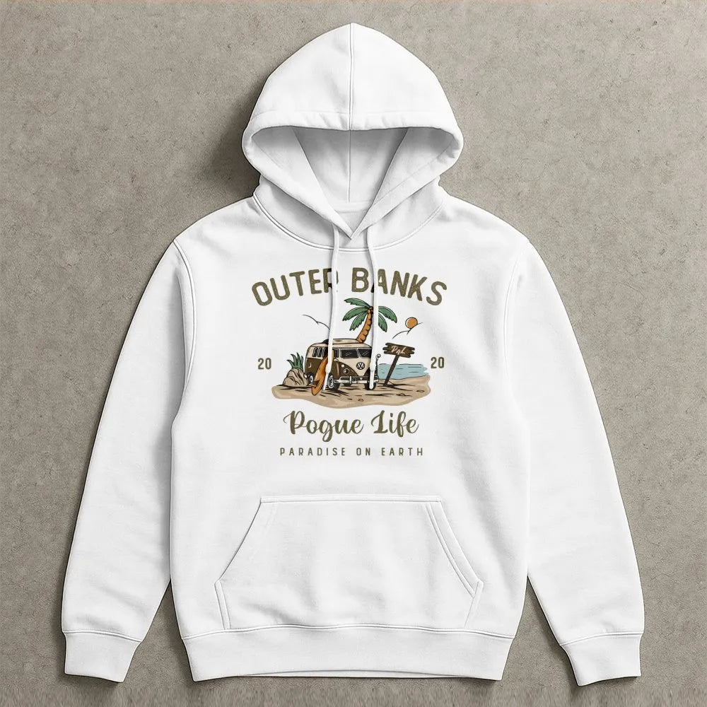 Outer Banks Hoodie | Retro Pogue Life Surfing Graphic | Premium Cotton Blend | Gift for OBX TV Show Fans