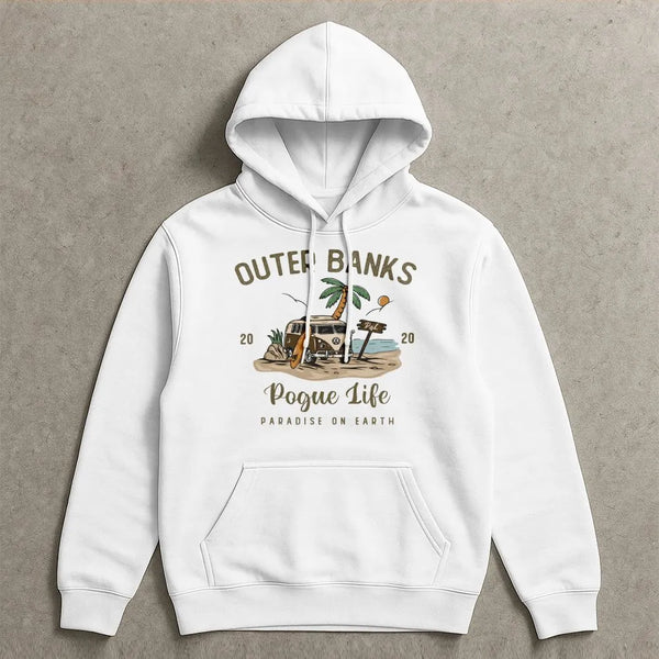 Outer Banks Hoodie | Retro Pogue Life Surfing Graphic | Premium Cotton Blend | Gift for OBX TV Show Fans
