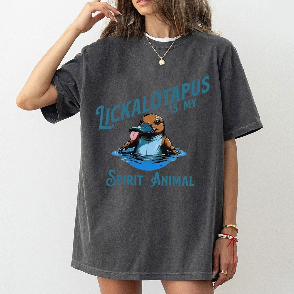 Lickalotapus Spirit Animal T-Shirt | Funny Platypus Graphic Tee | Premium 100% Cotton Apparel | Humorous Animal Gift for Men 