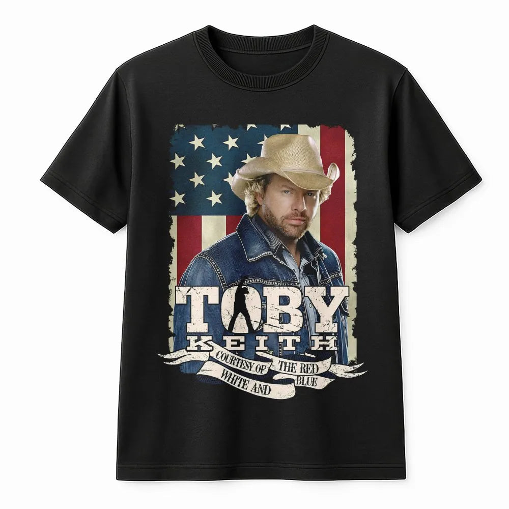 Toby Keith Tribute T-Shirt | Courtesy Of The Red White And Blue Graphic | Premium Cotton Music Apparel | Patriotic Country Mu