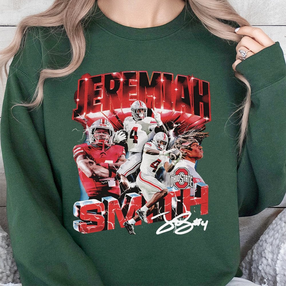Jeremiah Smith Football Sweatshirt | Retro Ohio State Player Graphic | Premium Cotton Blend | Gift for College Sports Fans