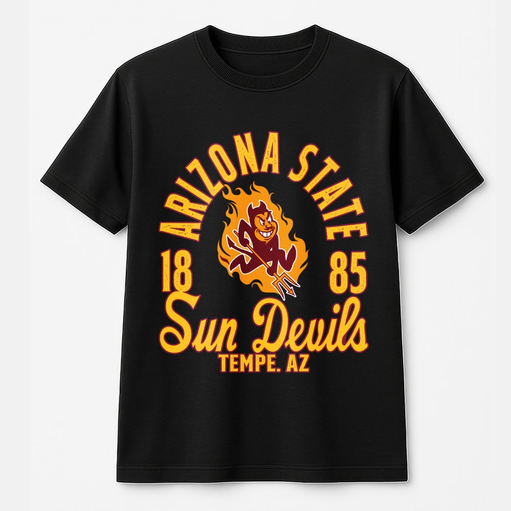 Arizona State Sun Devils Graphic T-Shirt | Vintage College Mascot Design | 100% Premium Cotton | Fan Apparel Gift for Student