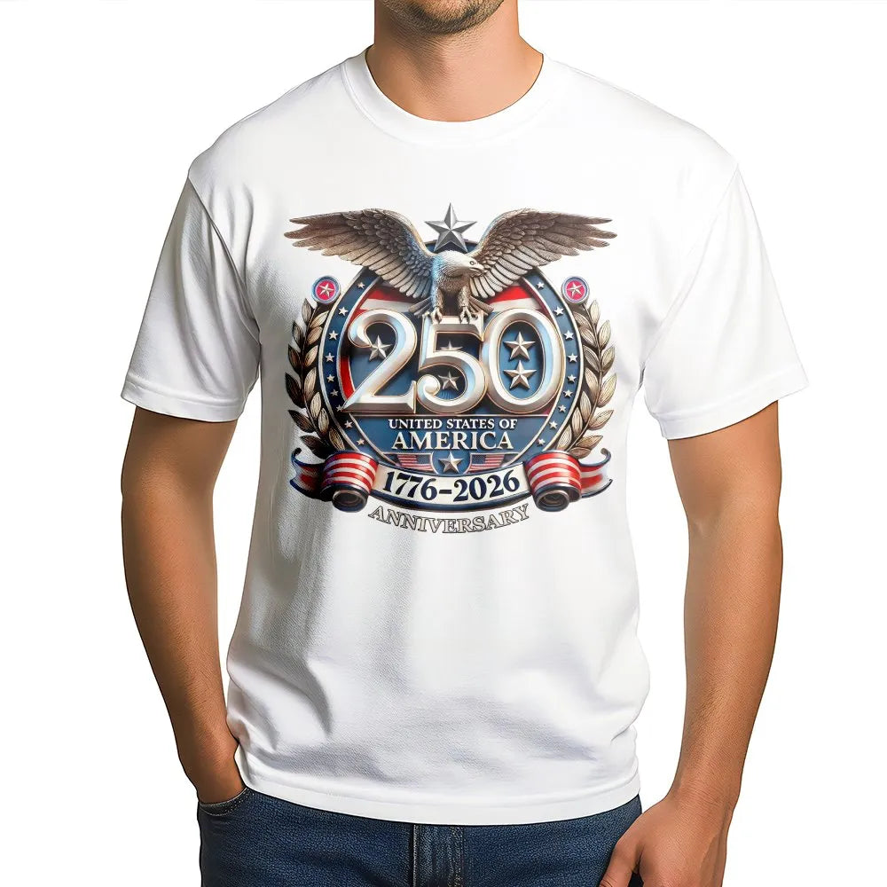 USA 250th Anniversary T-Shirt | 1776-2026 Patriotic Eagle Graphic | 100% Cotton Premium Apparel | Independence Day Gift for A