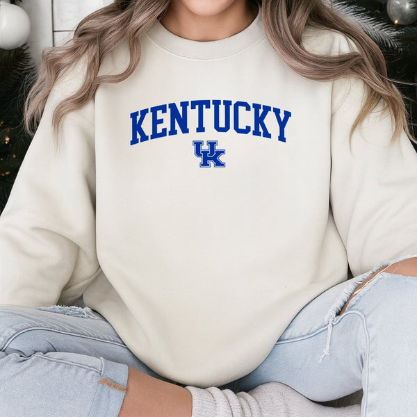 Kentucky University Sweatshirt | Blue Arch Text With UK Logo | Premium Cotton Blend | Unisex College Fan Gift for Alumni and 