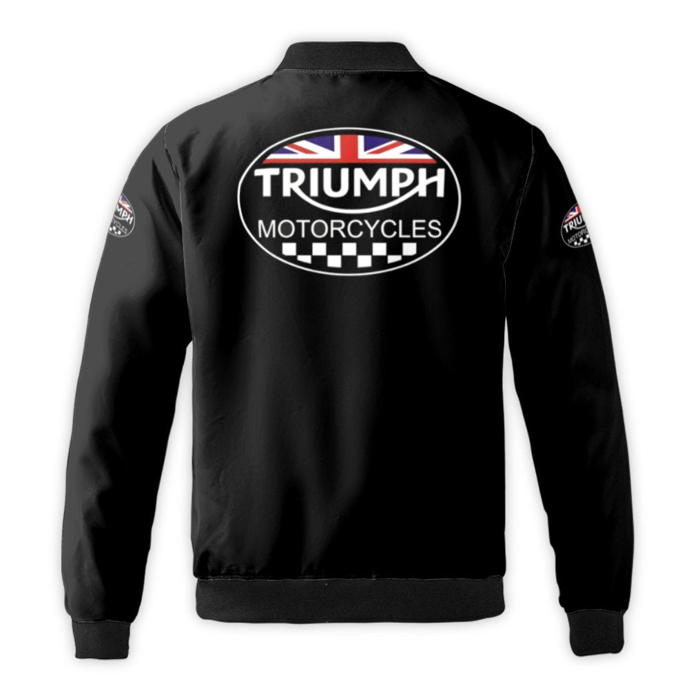 Triumph Motorcycles Bomber Jacket | Union Jack Racing Flag Graphic | Durable Nylon Outerwear | Premium Streetwear Gift for Bi