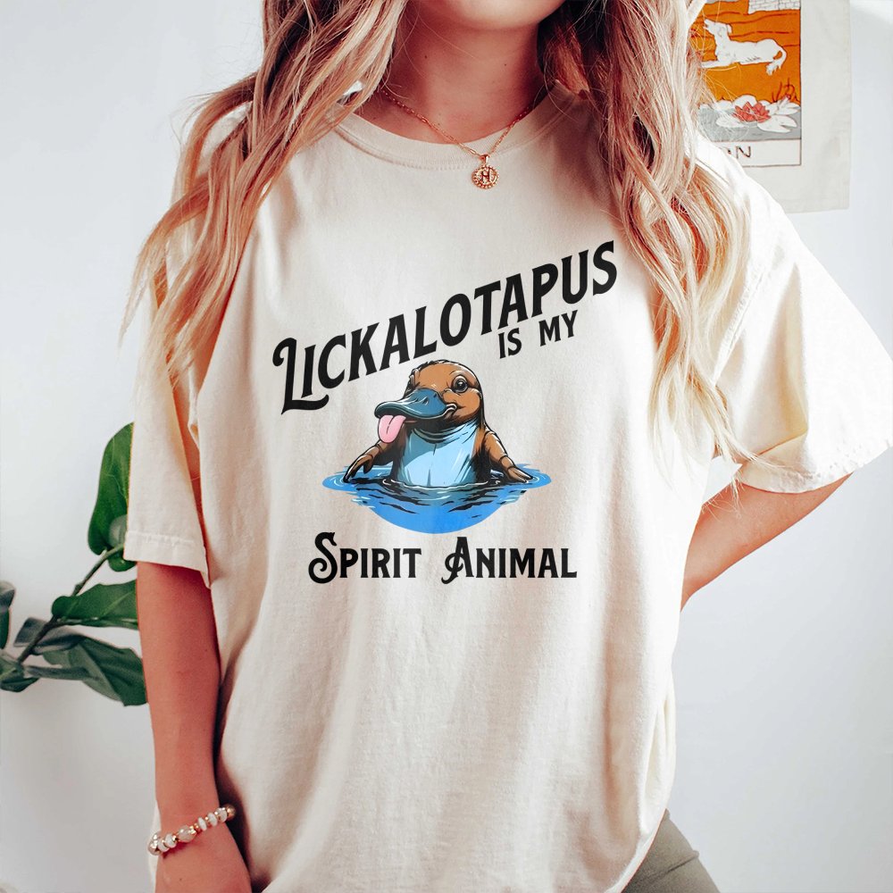 Lickalotapus Spirit Animal T-Shirt | Funny Platypus Graphic Tee | Premium 100% Cotton Apparel | Humorous Animal Gift for Men 