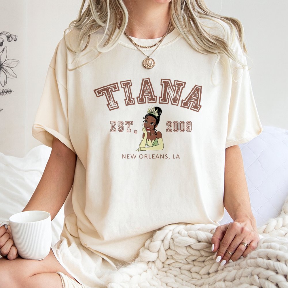 Tiana Princess Graphic T-Shirt | New Orleans Retro Aesthetic | 100% Cotton Premium Tee | Magical Kingdom Park Trip Gift for H