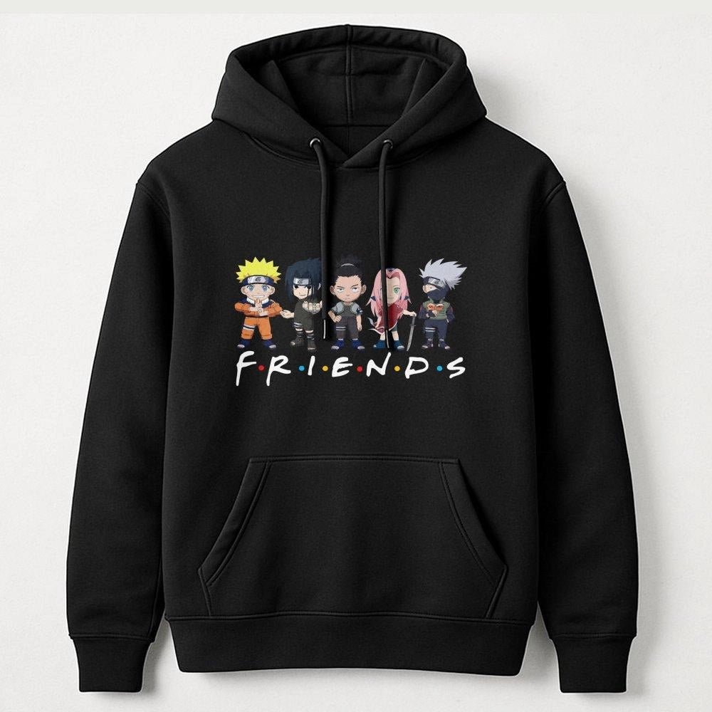 Anime Chibi Character Hoodie | Ninja Squad Fan Art Graphic | Cotton-Poly Blend Premium Pullover | Gift for Anime Lovers & Ota