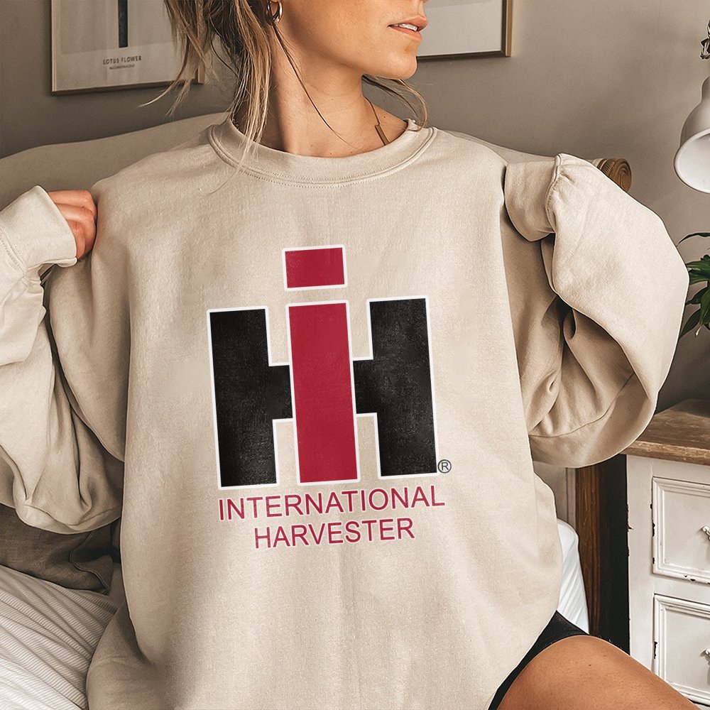 International Harvester Sweatshirt | Classic IH Tractor Red Logo Graphic | Premium Cotton Blend Farmwear | Unisex Vintage Sty