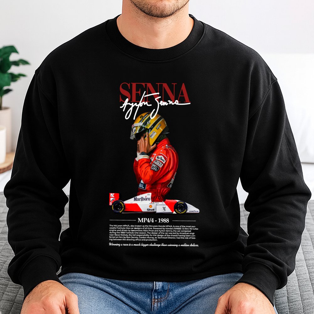 Ayrton Senna F1 Sweatshirt | Vintage Formula 1 MP4/4 Racing Graphic | Premium Cotton Blend Crewneck | Motorsport Gift for Rac