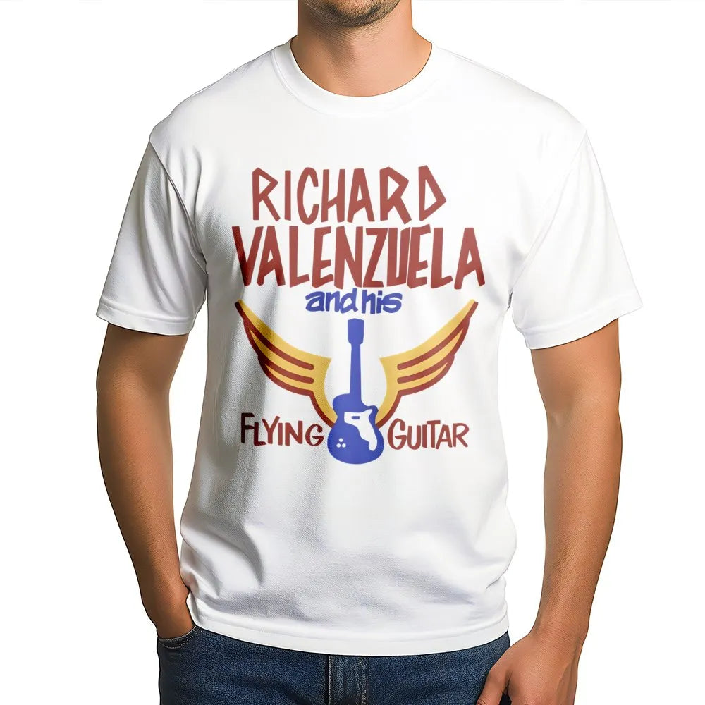 Richard Valenzuela T-Shirt | Retro Flying Guitar Rock Music Graphic | Premium Soft Cotton Unisex Tee | Iconic Musician Fan Gi