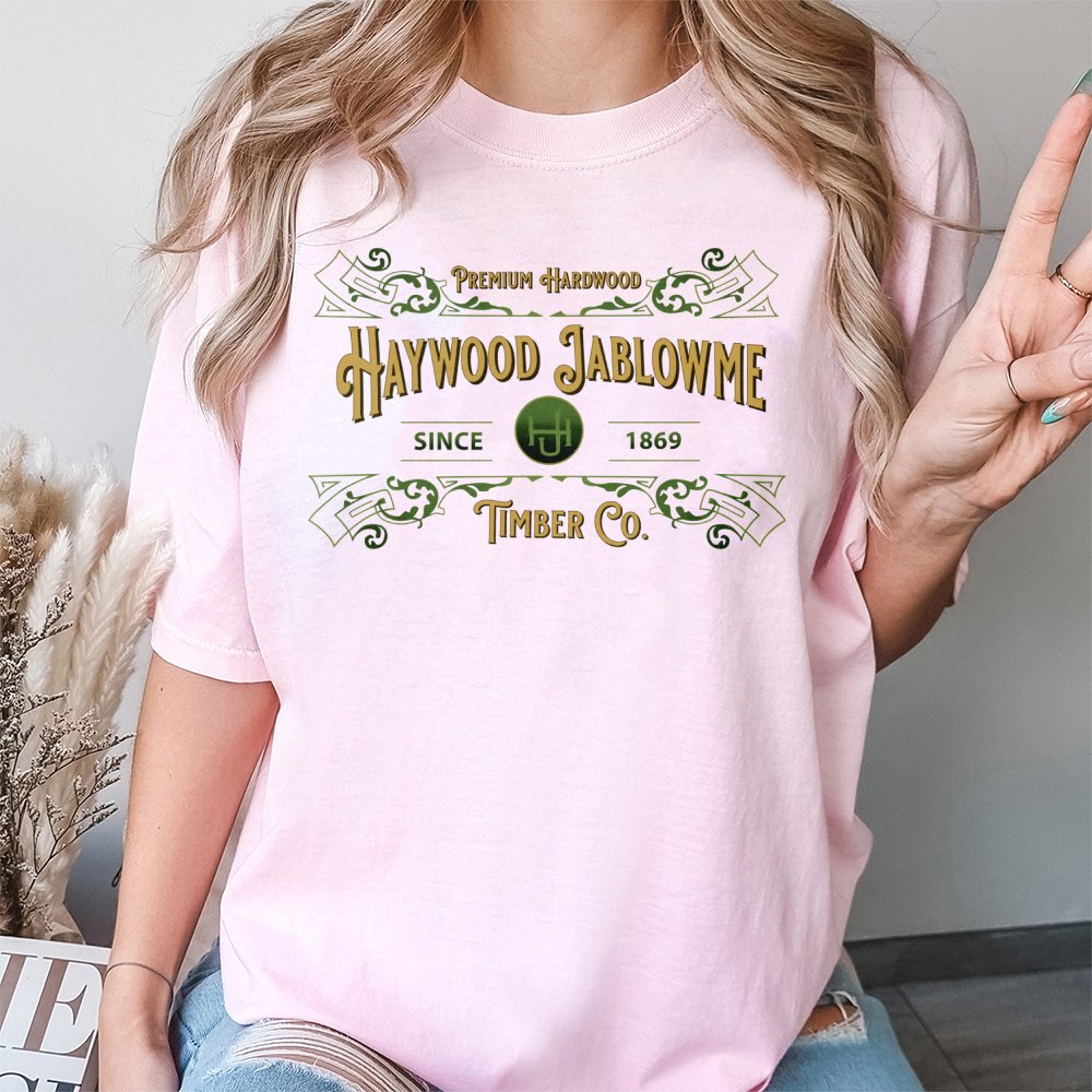 Haywood Jablowme Timber Co T-Shirt | Funny Pun Hardwood Lumber Design | Premium Soft Cotton Tee | Humorous Gag Gift For Him