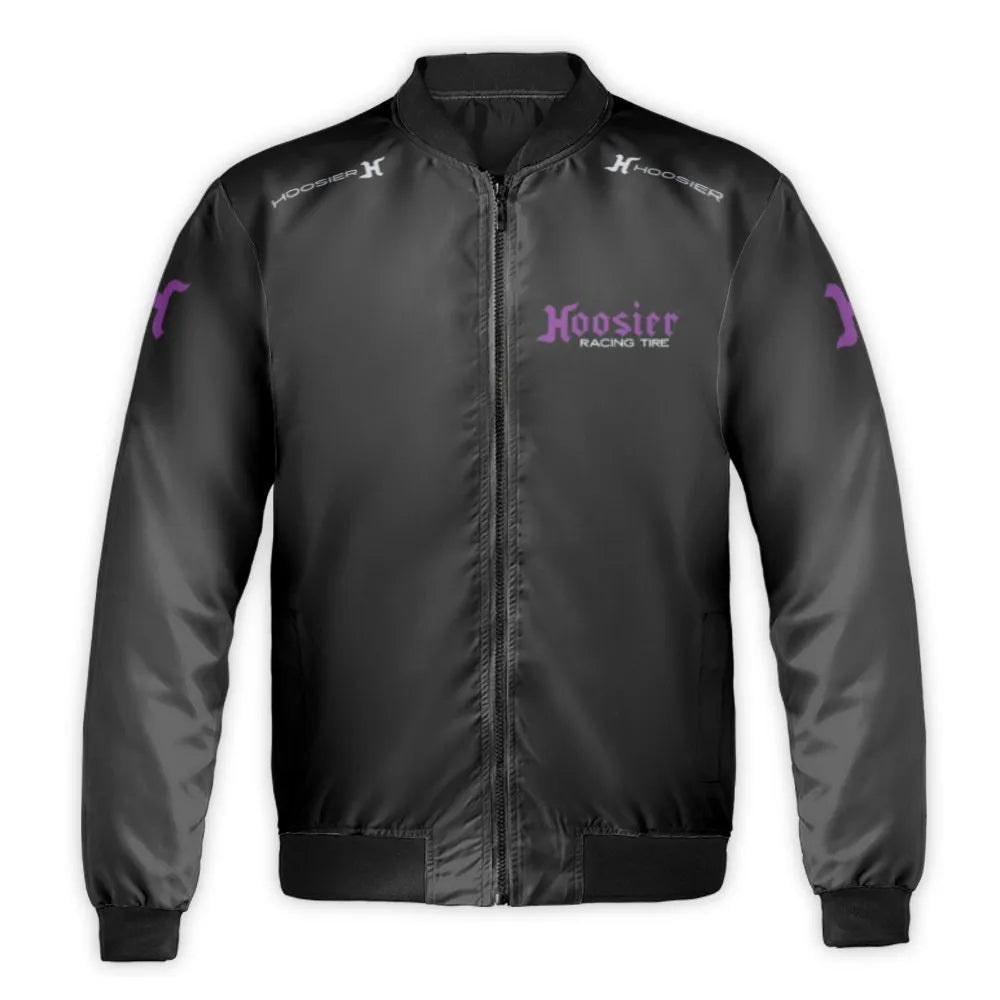 Hoosier Racing Tire Bomber Jacket | Motorsports Logo Graphic | Premium Nylon Outerwear | Unisex Streetwear Gift for Race Fans