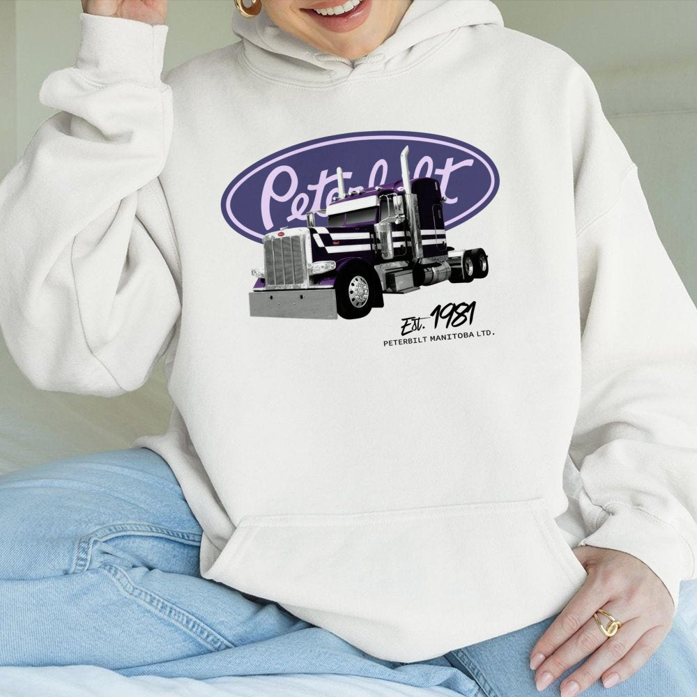 Trucker Hoodie | Classic Peterbilt Semi Truck Graphic | Premium Cotton Blend | Gift for Truck Driver and Big Rig Enthusiasts
