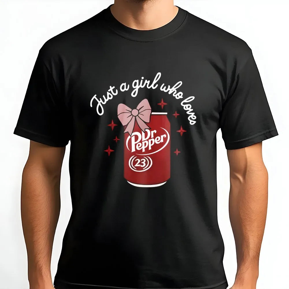 Soda Graphic T-Shirt | Cute Bow Aesthetic Soda Can Design | Premium Cotton Soft Tee | Fun Trendy Gift For Soda Lovers