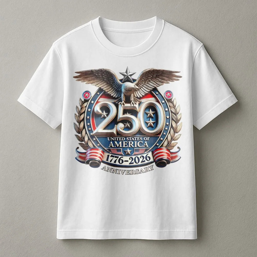USA 250th Anniversary T-Shirt | 1776-2026 Patriotic Eagle Graphic | 100% Cotton Premium Apparel | Independence Day Gift for A
