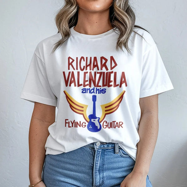 Richard Valenzuela T-Shirt | Retro Flying Guitar Rock Music Graphic | Premium Soft Cotton Unisex Tee | Iconic Musician Fan Gi