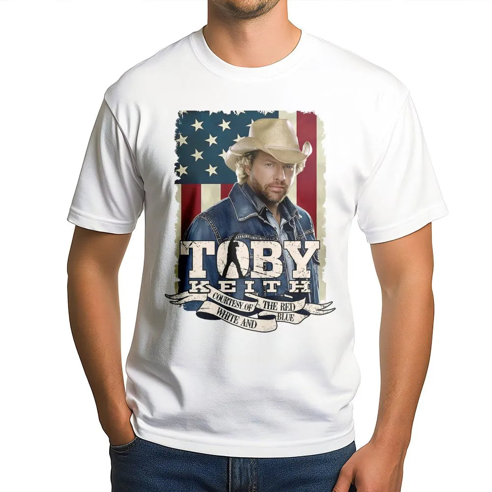 Toby Keith Tribute T-Shirt | Courtesy Of The Red White And Blue Graphic | Premium Cotton Music Apparel | Patriotic Country Mu