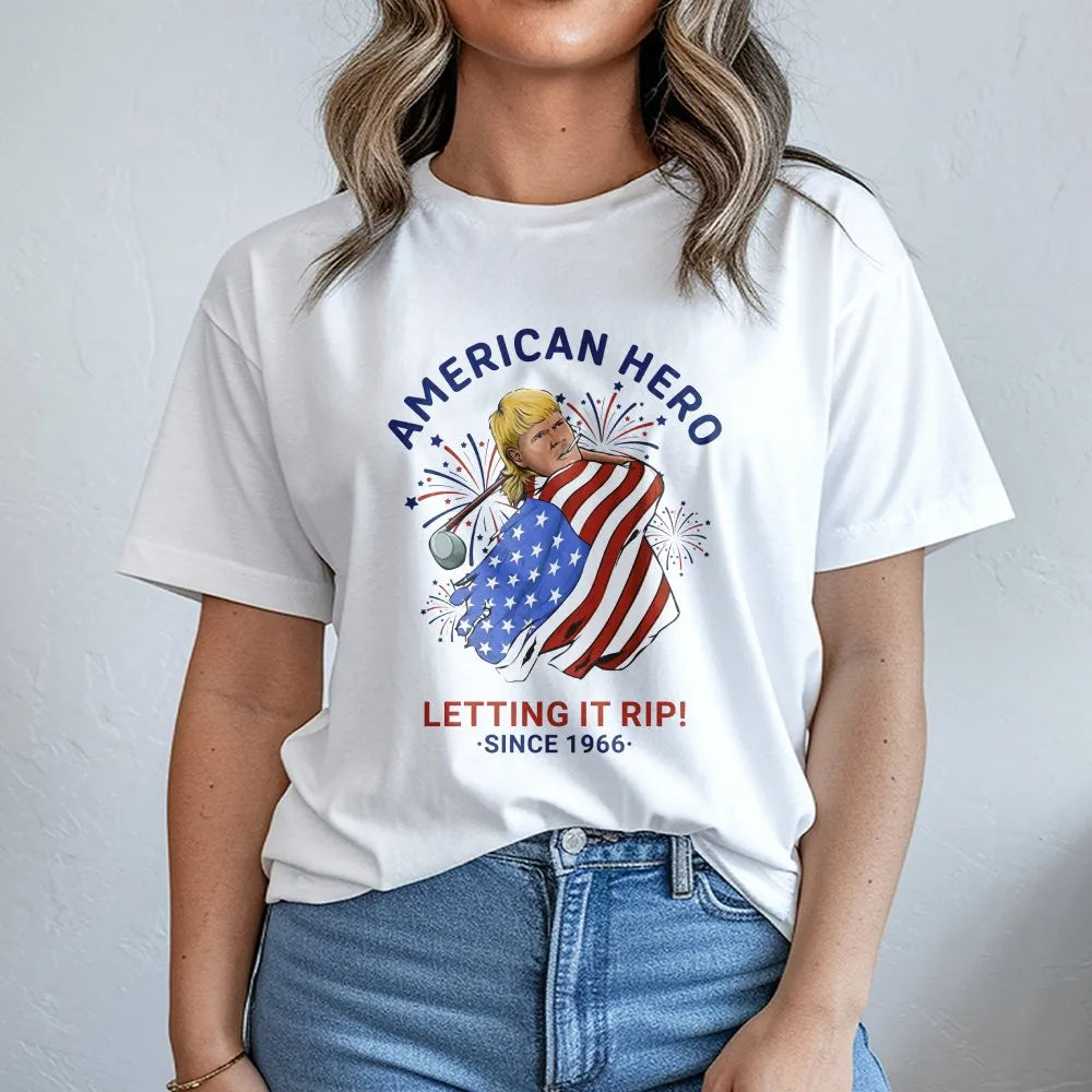 John Daly American Hero T-Shirt | Patriotic Golf Legend with Flag Graphic | Soft Cotton Tee | Gift for Golfer 4th of July