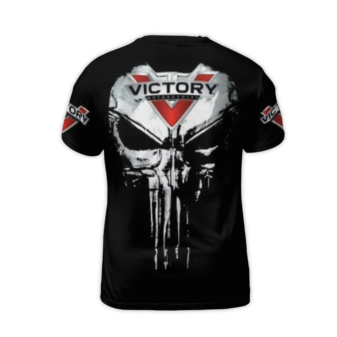 Victory Motorcycles Graphic T-Shirt | Punisher Skull 3D Print Design | Premium Polyester Jersey | Biker Apparel Gift for Men