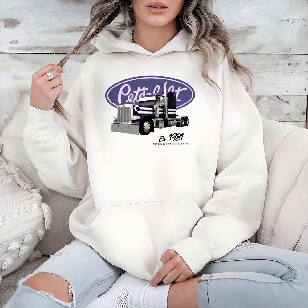 Trucker Hoodie | Classic Peterbilt Semi Truck Graphic | Premium Cotton Blend | Gift for Truck Driver and Big Rig Enthusiasts