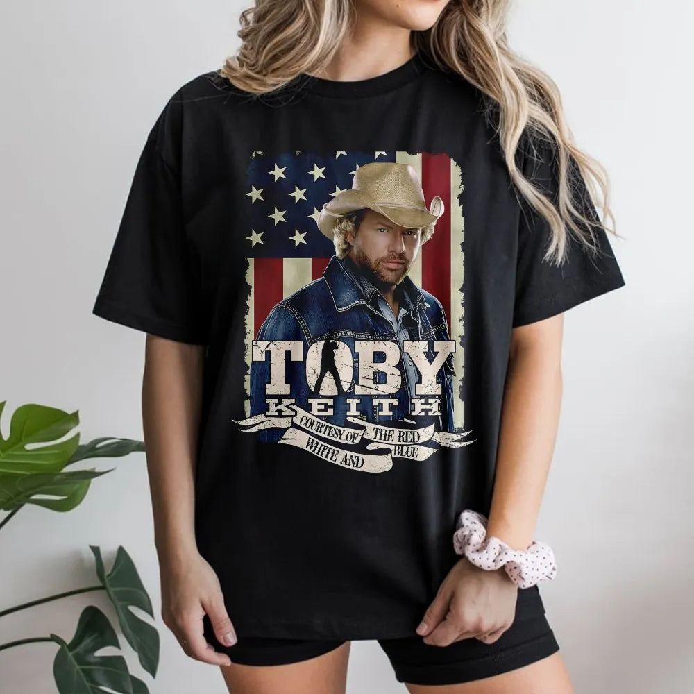 Toby Keith Tribute T-Shirt | Courtesy Of The Red White And Blue Graphic | Premium Cotton Music Apparel | Patriotic Country Mu