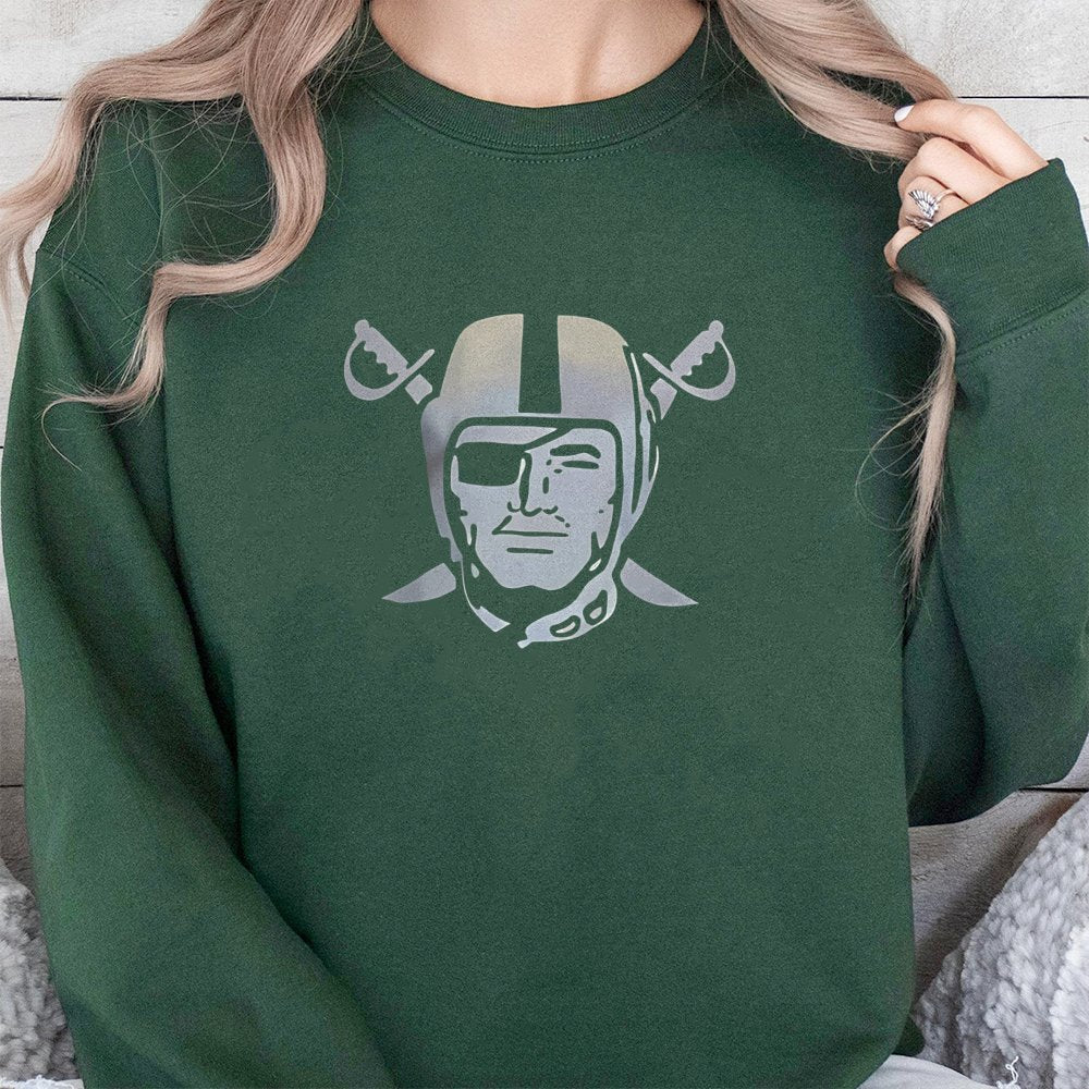 Raiders Fan Sweatshirt | Retro Football Team Graphic Logo | Premium Cotton Blend | Unisex Game Day Gift Apparel