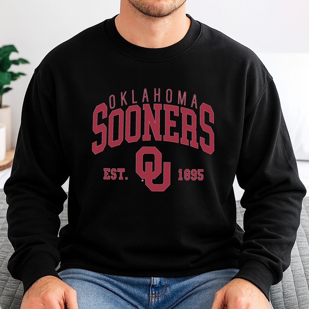 Oklahoma Sooners Sweatshirt | Retro Est. 1895 Varsity OU Logo | Premium Cotton Blend Crewneck | Gift for University of Oklaho