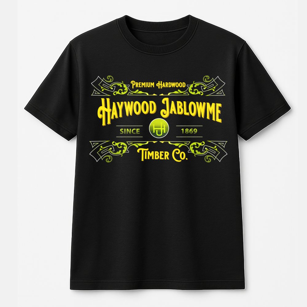 Haywood Jablowme Timber Co T-Shirt | Funny Pun Hardwood Lumber Design | Premium Soft Cotton Tee | Humorous Gag Gift For Him