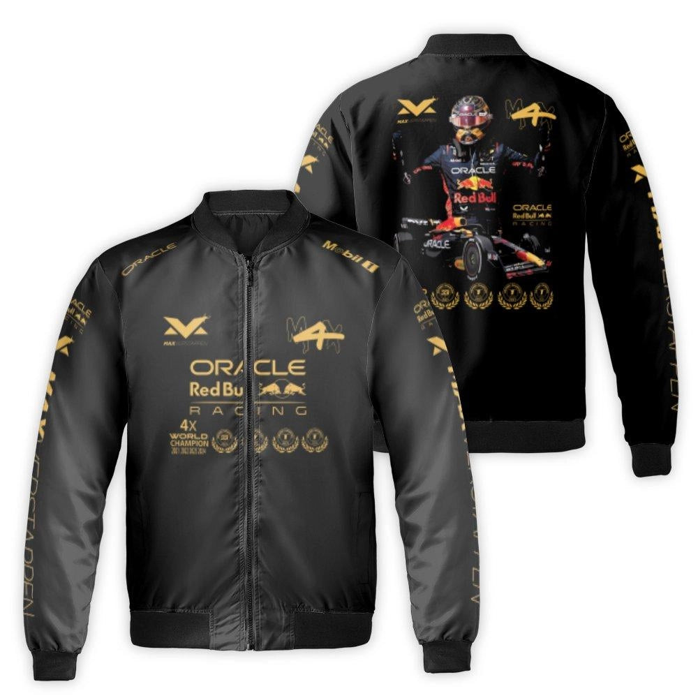 Max Verstappen Racing Bomber Jacket | 4x World Champion Red Bull Formula 1 Design | Durable Nylon Shell | Premium F1 Fan Appa