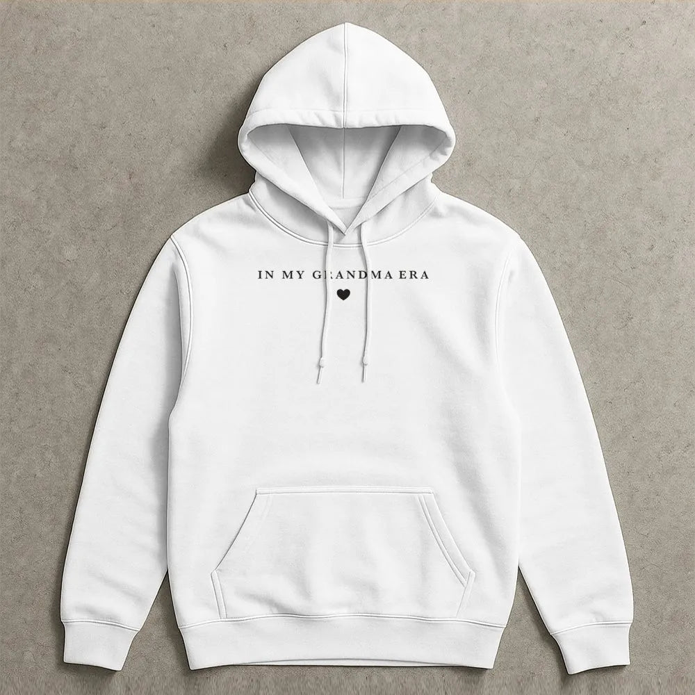 In My Grandma Era Hoodie | Minimalist Script Heart Graphic | Premium Cotton Blend | New Grandma Gift Idea for First Time Gran