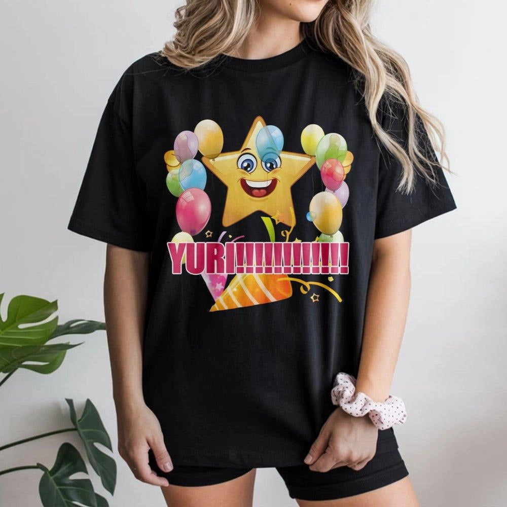 Yuri Name T-Shirt | Funny Happy Star Meme Graphic | Premium Soft Cotton Tee | Personalized Birthday Gift For Yuri