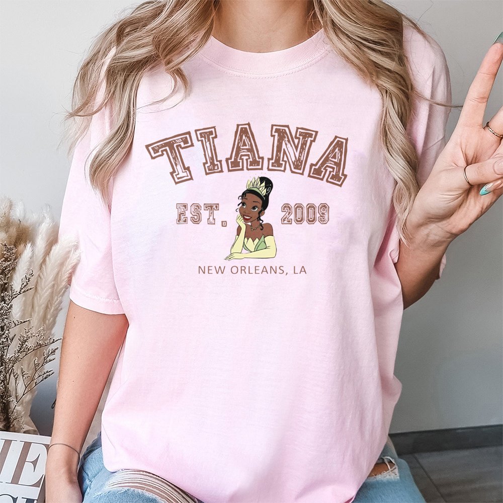Tiana Princess Graphic T-Shirt | New Orleans Retro Aesthetic | 100% Cotton Premium Tee | Magical Kingdom Park Trip Gift for H