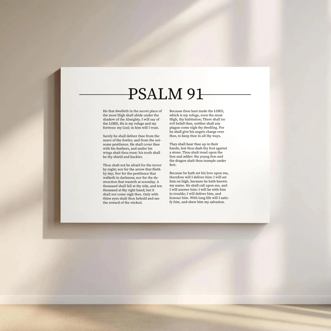 Psalm 91 Bible Verse Canvas Wall Art | Minimalist Scripture Print | Premium Gallery-Wrapped 1.25" Profile | Christian Home De