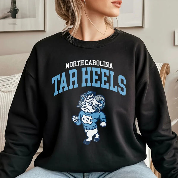 North Carolina Tar Heels Sweatshirt | University Mascot Graphic Crewneck | Premium Cotton-Blend Fleece | Unisex College Sport