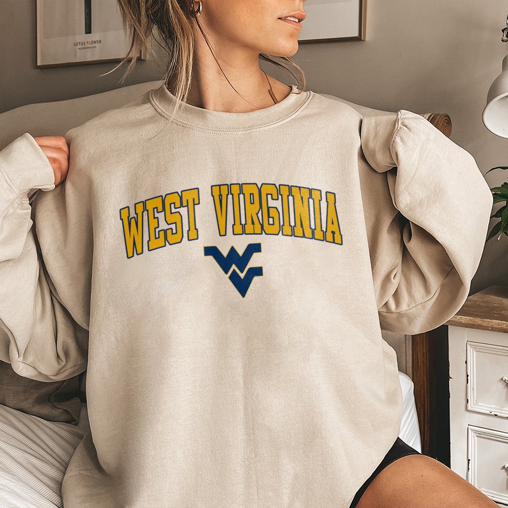 West Virginia University Sweatshirt | Collegiate Arch Logo Design | Cotton-Poly Blend Premium Comfort | Gift for Students Alu