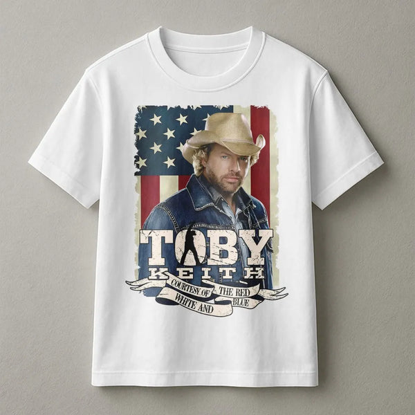 Toby Keith Tribute T-Shirt | Courtesy Of The Red White And Blue Graphic | Premium Cotton Music Apparel | Patriotic Country Mu
