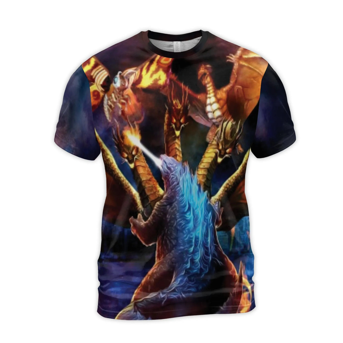 Kaiju Battle All-Over Print T-Shirt | Monster Clash 3D Graphic | Premium Polyester Blend | Gift For Movie Fans