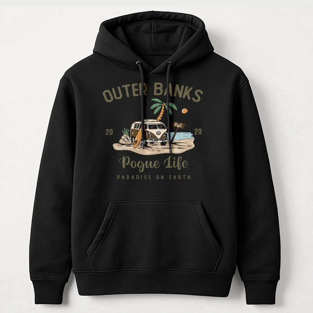 Outer Banks Hoodie | Retro Pogue Life Surfing Graphic | Premium Cotton Blend | Gift for OBX TV Show Fans