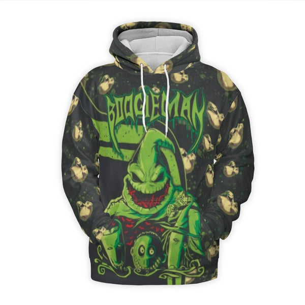 Boogieman Graphic 3D Hoodie | All Over Print Spooky Halloween Pullover | Premium Brushed Fleece Lining | Unisex Nightmare Fan