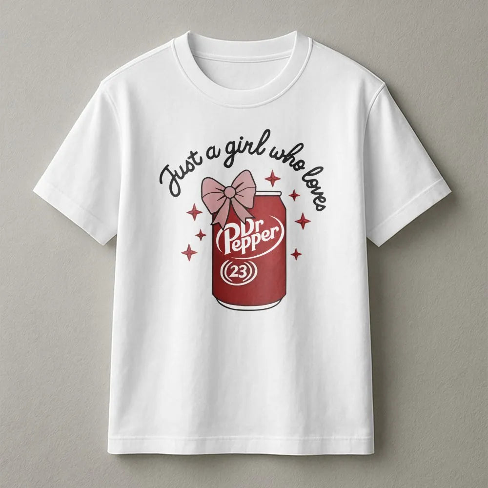 Soda Graphic T-Shirt | Cute Bow Aesthetic Soda Can Design | Premium Cotton Soft Tee | Fun Trendy Gift For Soda Lovers