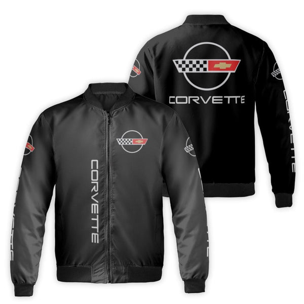 Corvette Bomber Jacket | Classic Chevrolet Sports Car Logo Graphic | Durable Nylon Shell | Premium Automotive Enthusiast Gift