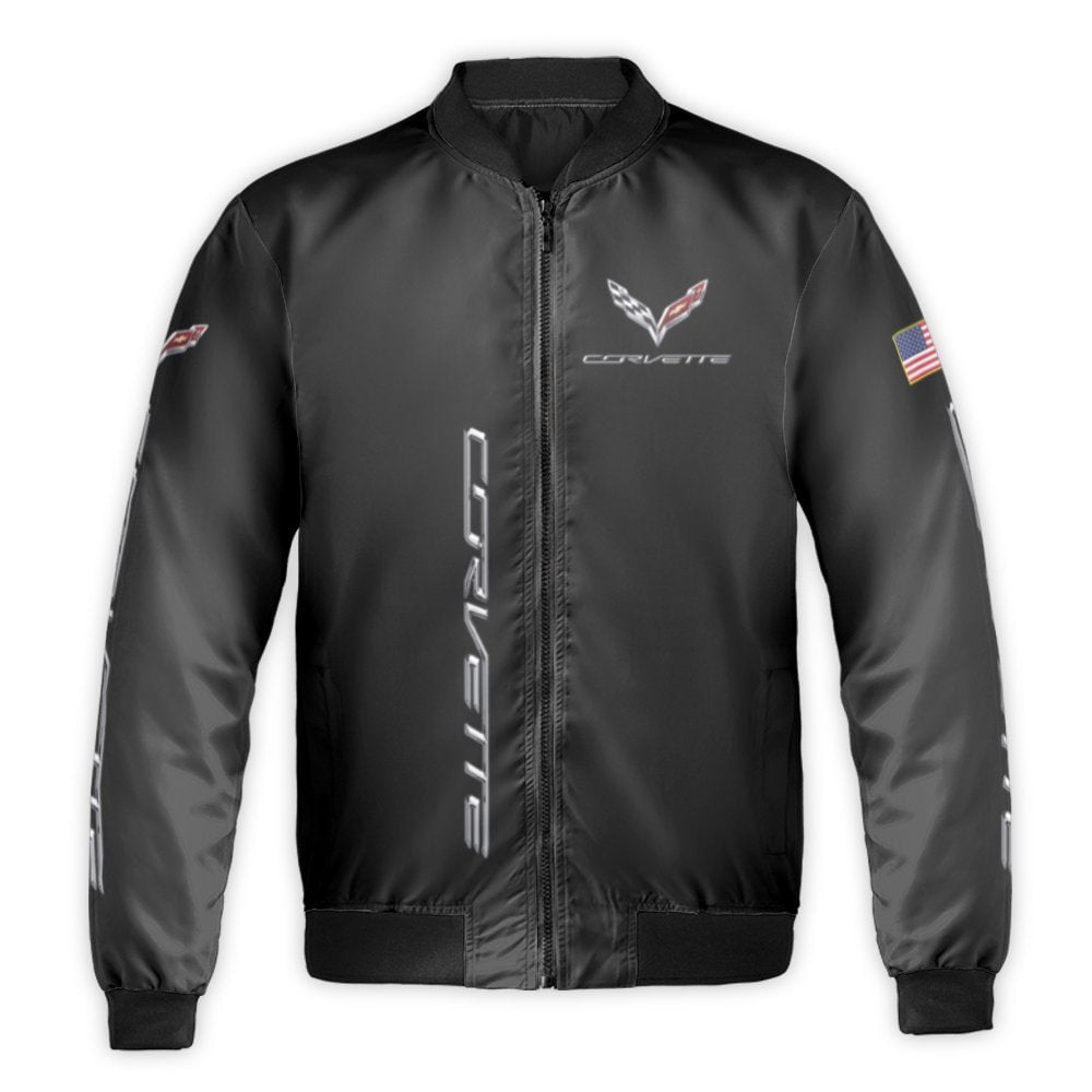 Corvette Bomber Jacket | Iconic Sports Car Logo Design | Durable Nylon Windbreaker | Premium Automotive Fan Gift for Men and 