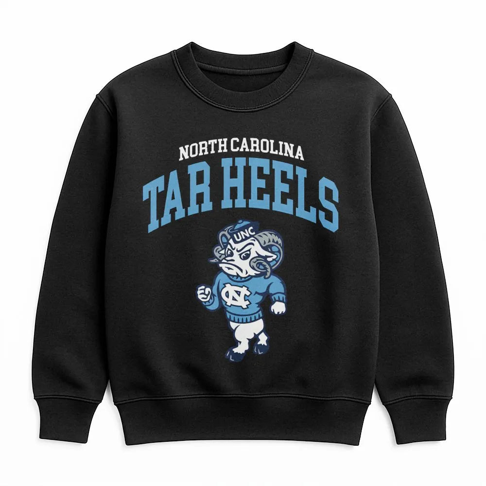 North Carolina Tar Heels Sweatshirt | University Mascot Graphic Crewneck | Premium Cotton-Blend Fleece | Unisex College Sport