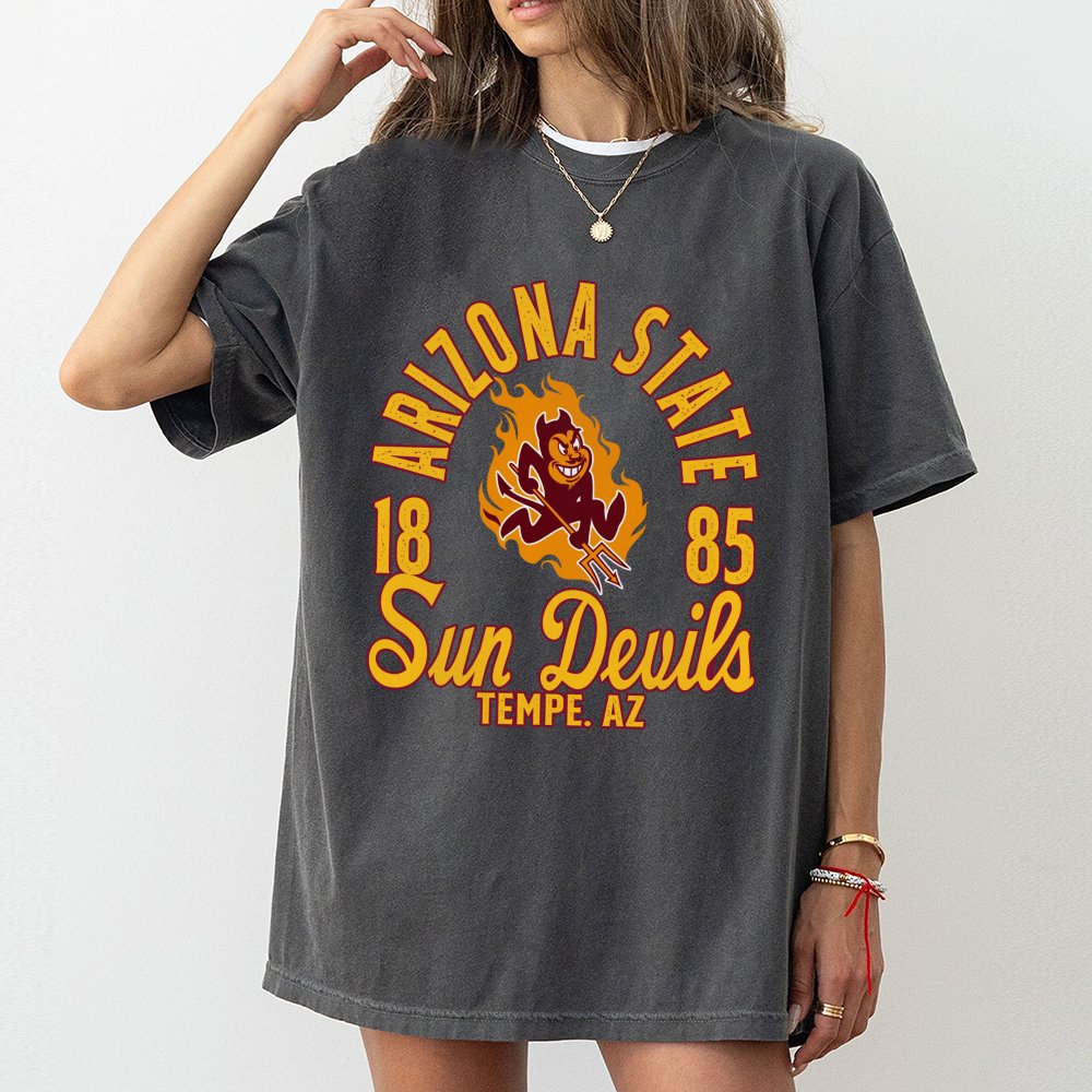 Arizona State Sun Devils Graphic T-Shirt | Vintage College Mascot Design | 100% Premium Cotton | Fan Apparel Gift for Student