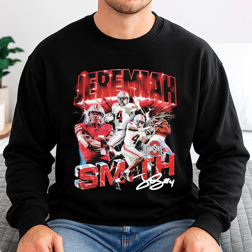Jeremiah Smith Football Sweatshirt | Retro Ohio State Player Graphic | Premium Cotton Blend | Gift for College Sports Fans