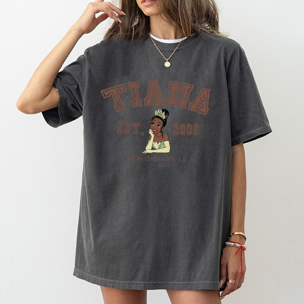 Tiana Princess Graphic T-Shirt | New Orleans Retro Aesthetic | 100% Cotton Premium Tee | Magical Kingdom Park Trip Gift for H