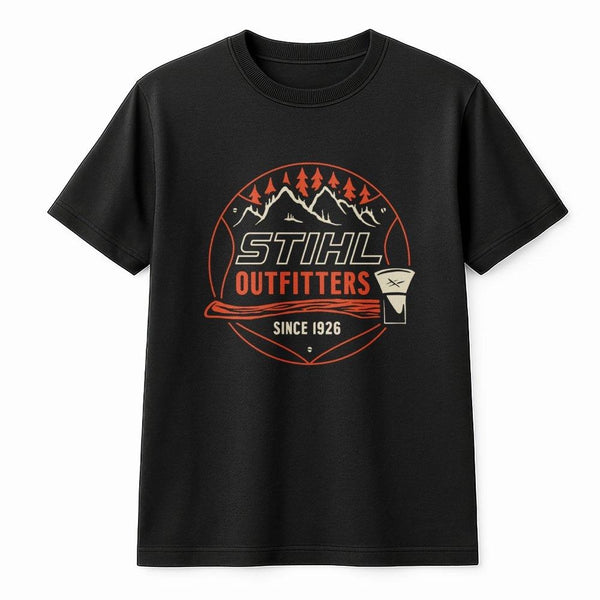 Logging Outfitter T-Shirt | Retro Chainsaw Forestry Design | Premium Cotton Graphic Tee | Outdoor Lumberjack Gift For Men