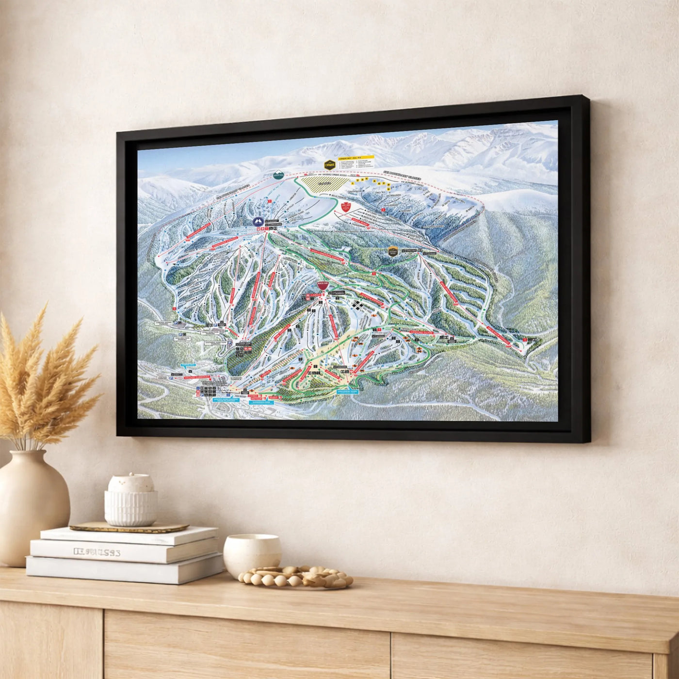Winter Park Ski Resort Trail Map Canvas | Detailed Mountain Landscape Wall Art | Premium Gallery Wrapped Decor | Gift for Ski