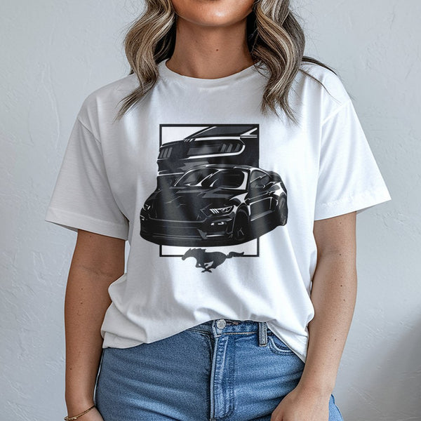 Muscle Car Graphic T-Shirt | Iconic Pony Logo Street Racing Design | Premium 100% Cotton Tee | Gift for Car Enthusiasts and G